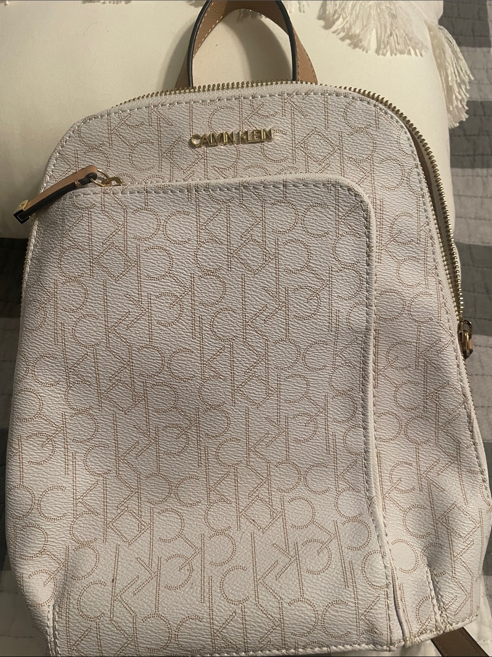 Calvin Klein Tan Logo-Print Women's Backpack/purse